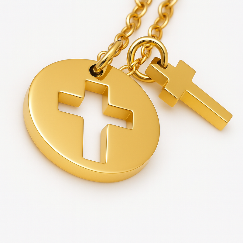 CROSS CUT TOKEN NECKLACE